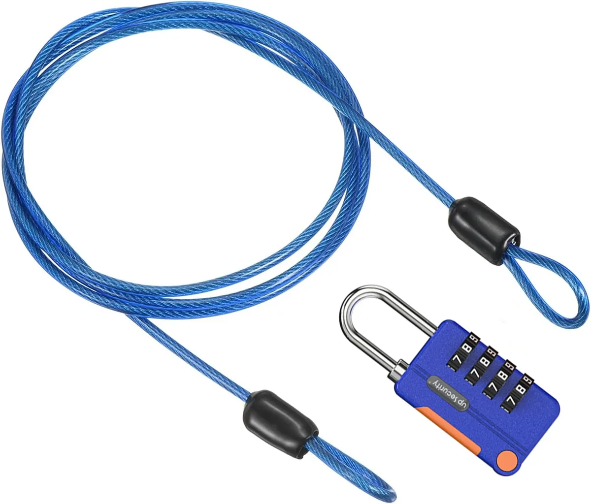 câble de sécurité en acier avec cadenas à combinaison à 4 chiffres, 1 ensemble de cadenas de voyage, câble de sécurité gainé de 1 m à double boucle pour bagages