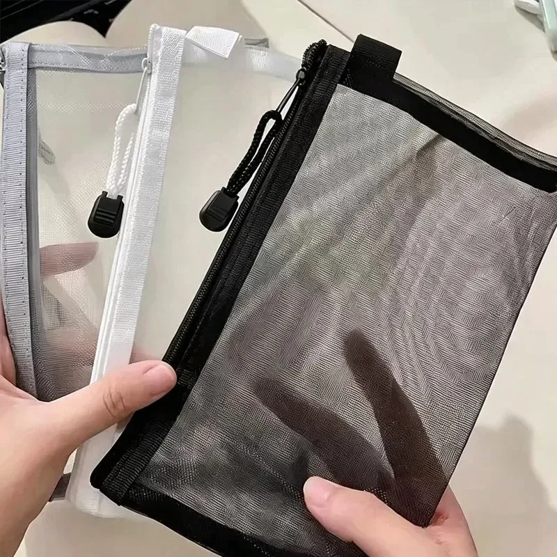 sac de rangement portable en maille pour voyage, pochette de transport pour câbles de données, sac multifonctionnel à trois compartiments pour bijoux, accessoires, cosmétiques et cartes