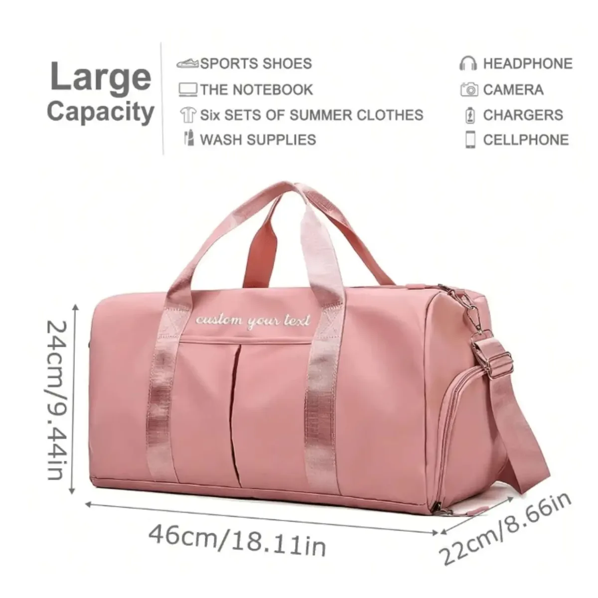 sac de voyage personnalisé avec nom, cadeaux pour la fête des mères, sac de voyage mignon pour elle, sac de week-end personnalisé, sac de voyage, sac de sport avec initiales