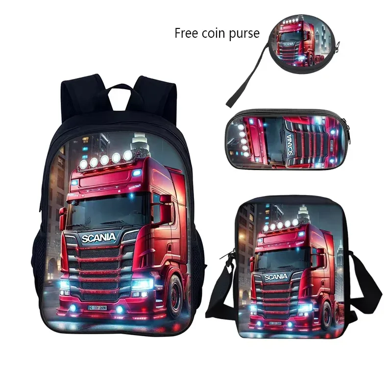 scania-sac à dos durable pour l'école, étui à crayons, livre d'ordinateur, cadeau d'anniversaire pour enfant, ensemble de 3 pièces, 40cm/15.7 pouces