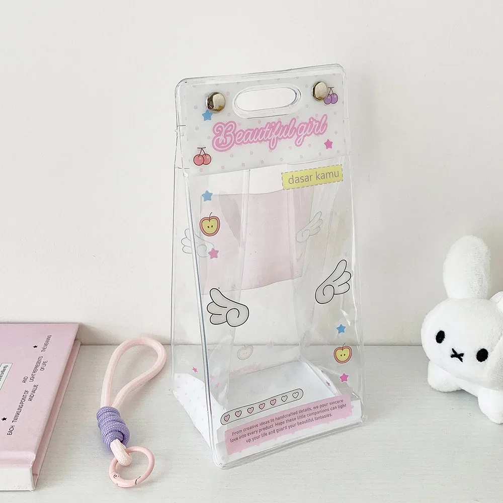 sac de rangement transparent pour poupée avec ailes d'ange, sac à bandoulière mignon pour fille, sac de présentation pour figurines décoratives, accessoires et cadeaux