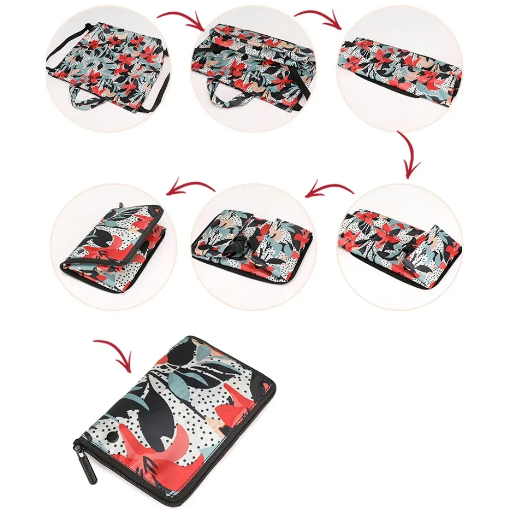 sac de courses multifonctionnel à fleurs, sac à cordon léger et portable, sac à dos plié en nylon animal, voyage