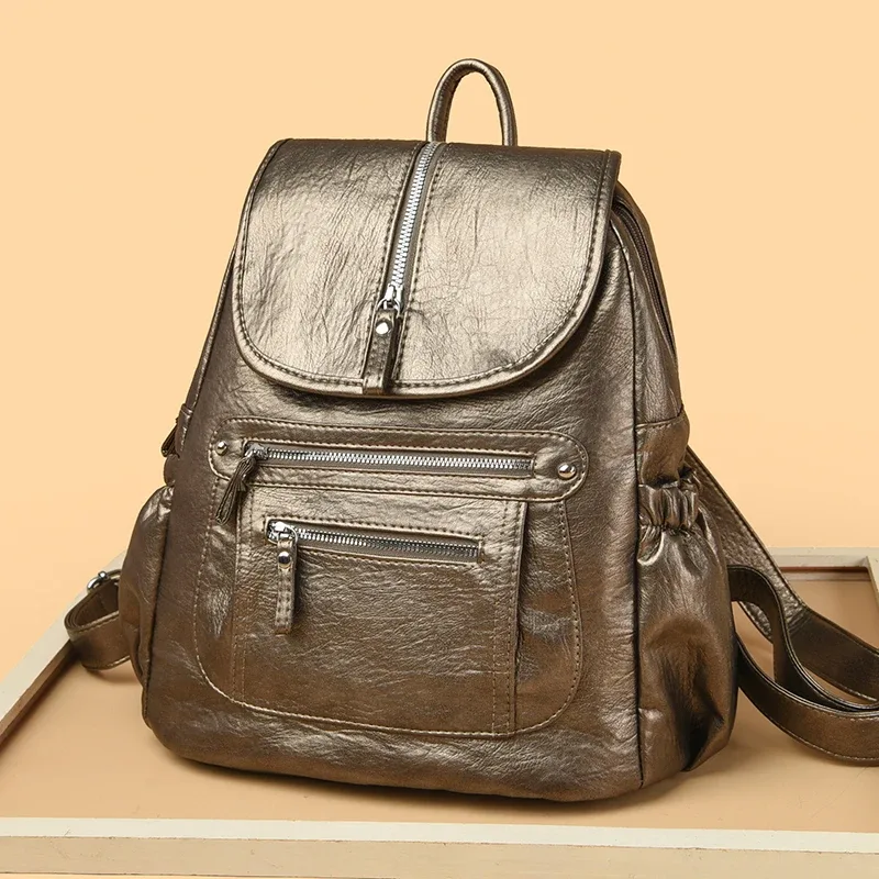 sac à dos de luxe en cuir group pour femme, décontracté, à la mode, grande capacité, voyage, qualité, peau de vache