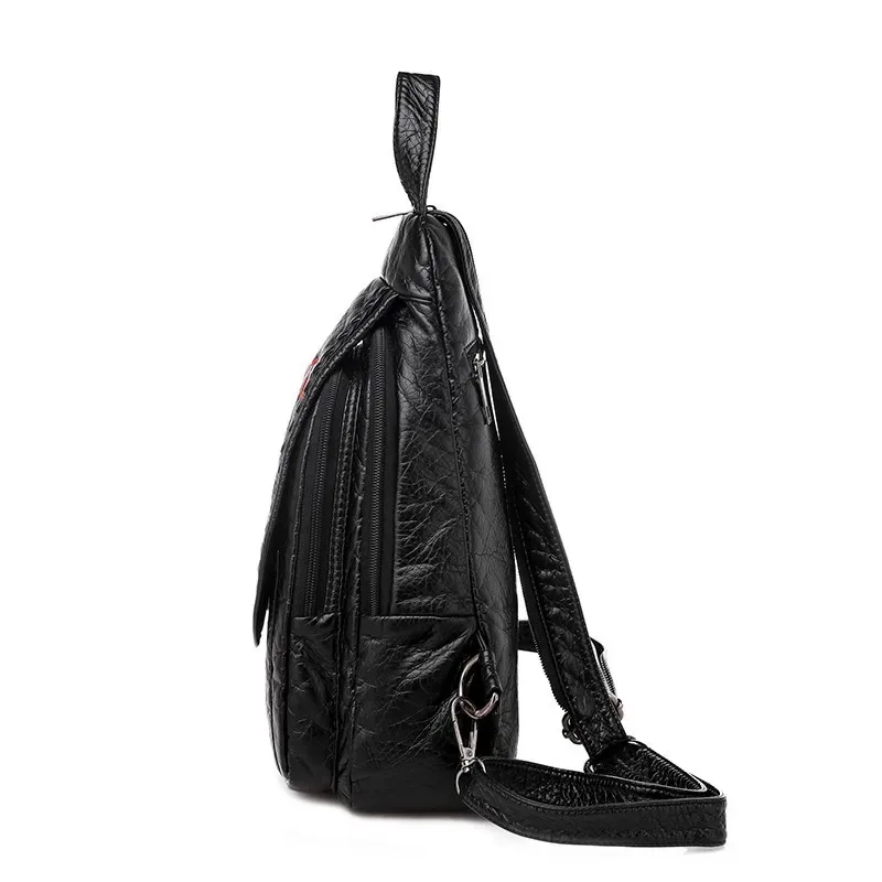 sacs à dos en cuir pu pour femmes, petit sac de voyage en cuir souple, sac à dos brodé pour dames