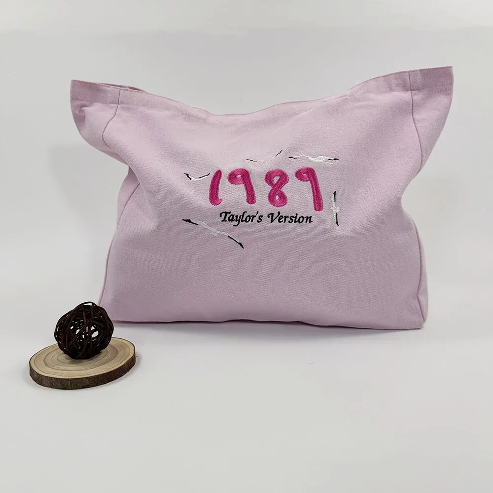 1989 version taylor brodé style rétro femme toile sacs fourre-tout réutilisables années 80 90 rue mode sacs à bandoulière sac à provisions