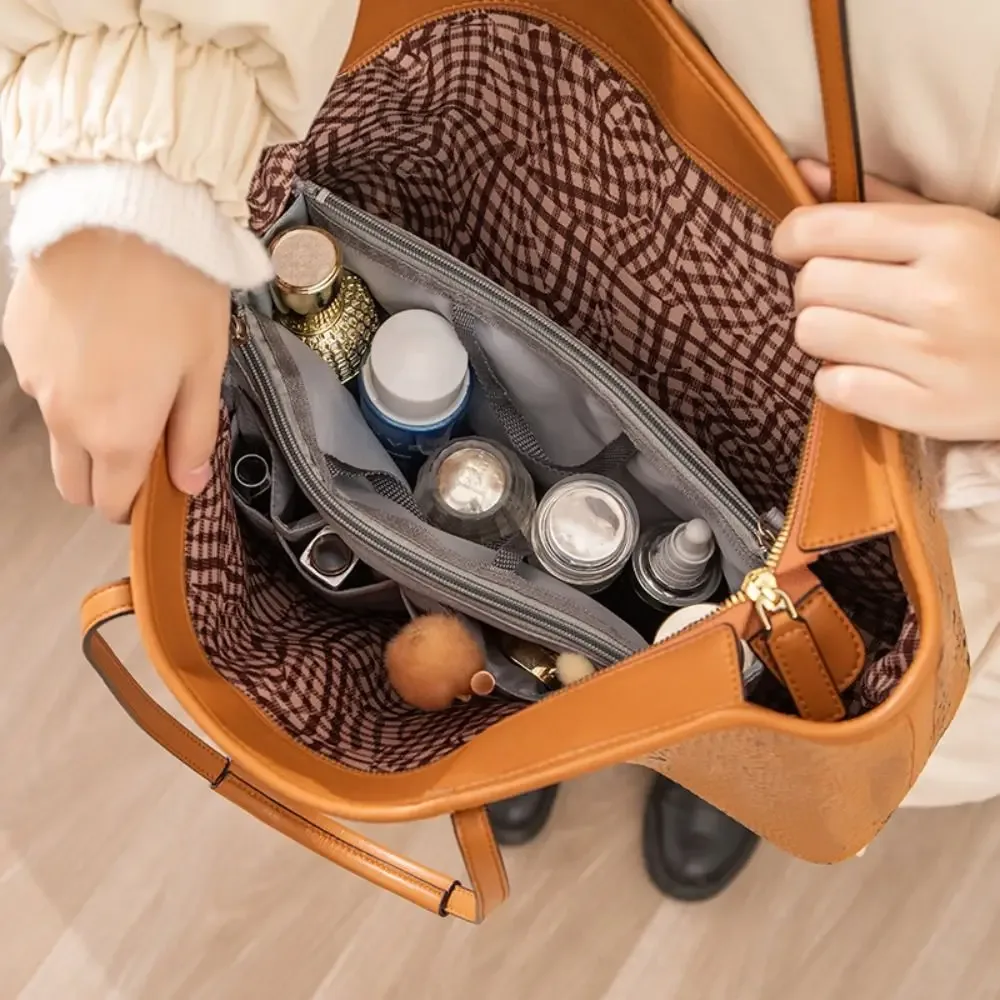 trousse de toilette de voyage en polyester durable, imperméable, avec double fermeture éclair, grande capacité, organiseur de sac, sac d'insertion