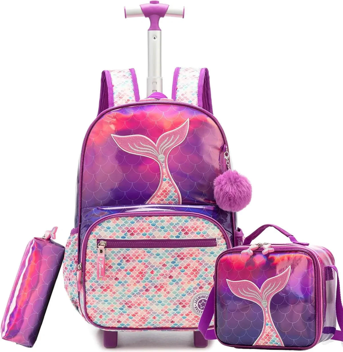 ensemble de sacs à dos roulants pour filles, sac à dos d'école avec roulettes, bagages de voyage, sac à dos à roulettes pour enfants, essentiels de rentrée scolaire