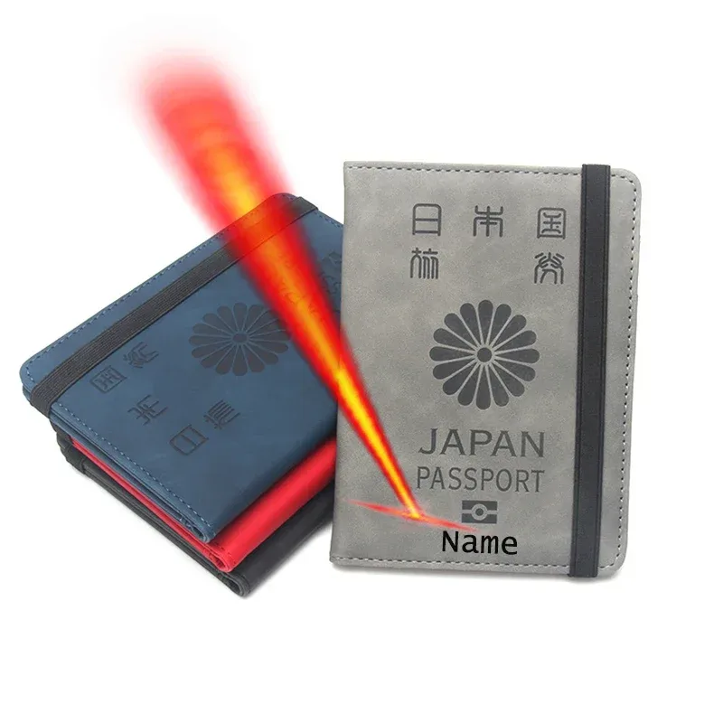 Couverture de passeport japonaise personnalisée avec noms, étui de protection, porte-passeport japonais, cadeaux personnalisés