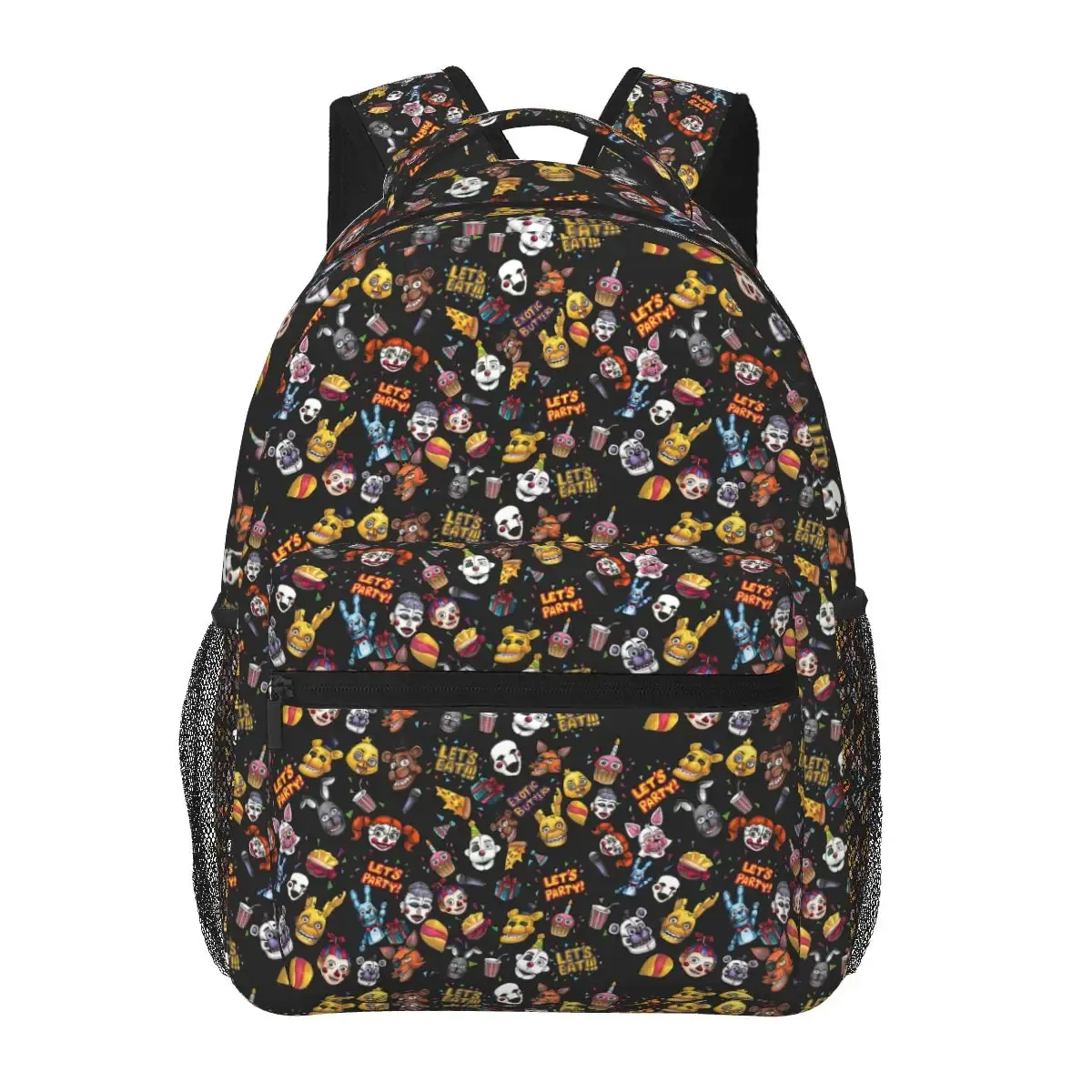 fnaf - let's party - sac à dos scolaire noir pour étudiants, sac de voyage et de randonnée pour hommes et femmes, sac à dos tendance, sacs à bandoulière