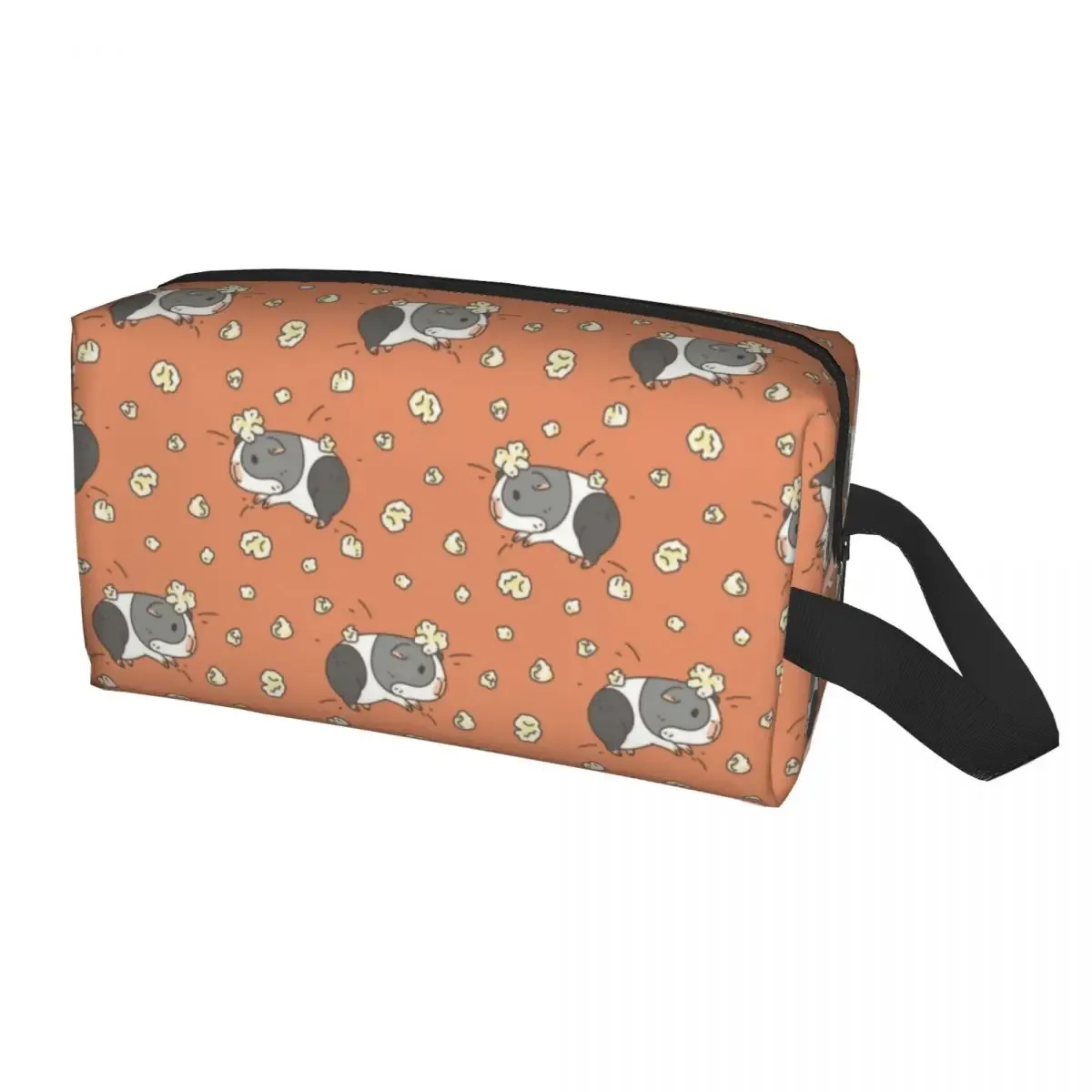 trousse de maquillage personnalisée cochon d'inde et fleurs pour femme, trousse de toilette de voyage cosmétique, rangement animal kawaii