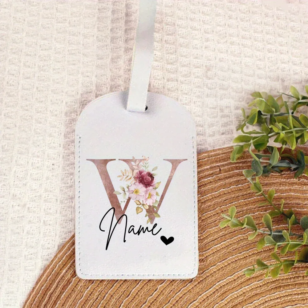 étiquette de bagage personnalisée en pu, motif tendance, monogramme, nom personnalisé, étiquette portable, accessoires de voyage, fête