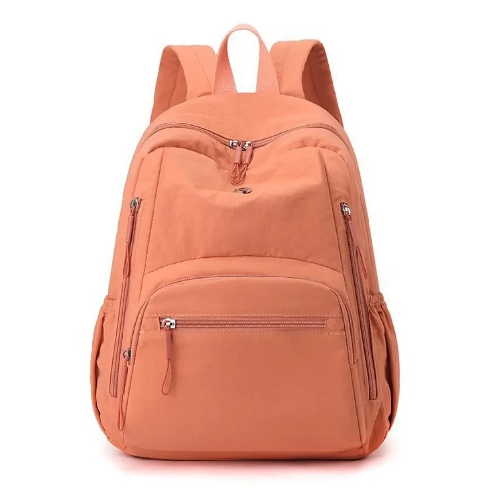 sac à dos scolaire tendance en nylon grande capacité, léger et durable, sac de voyage imperméable de couleur unie pour ordinateur portable, idéal pour le camping