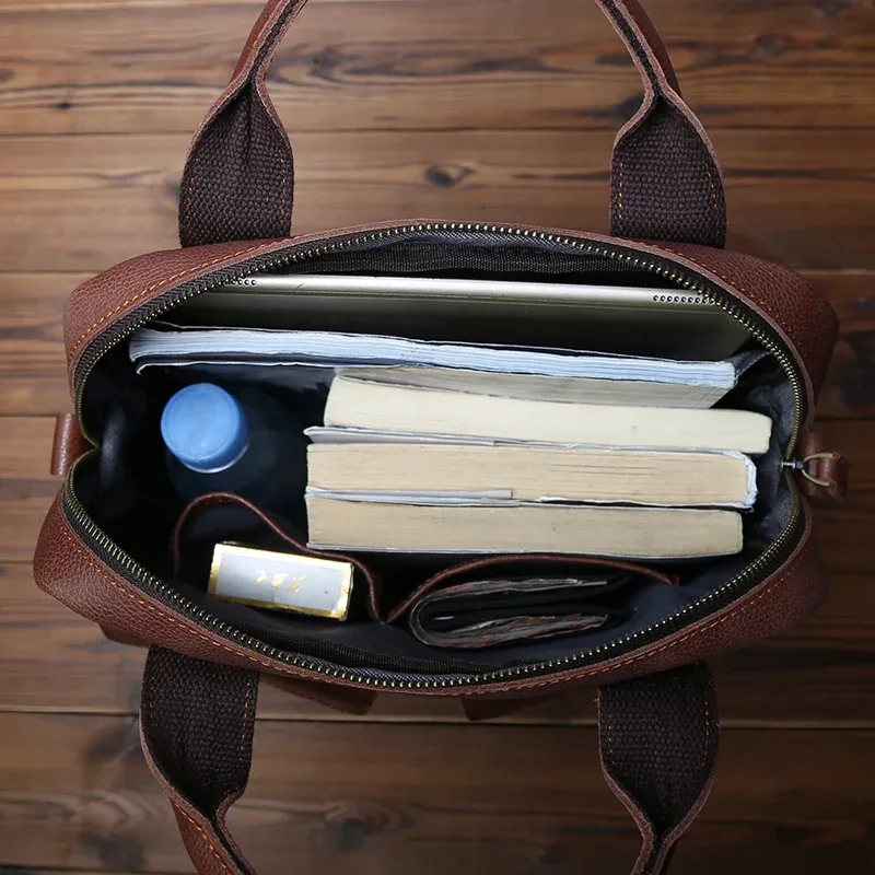 nzpj – sac à main rétro en cuir pour hommes, nouvelle couche supérieure verticale en peau de vache, sac messager à bandoulière simple, porte-documents d'ordinateur pour facteur