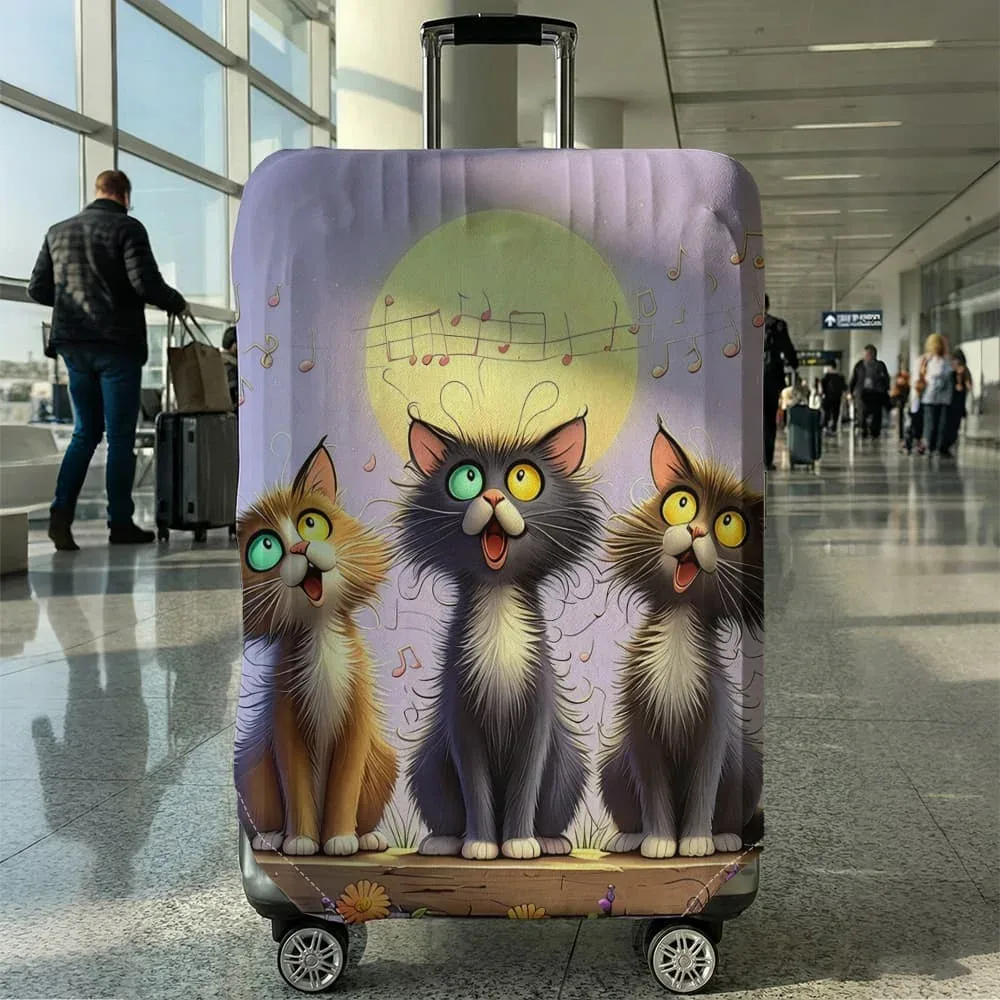 housse de protection pour bagages à motif de chat, ensemble adapté aux bagages de 18 à 32 pouces, housse de poignée de valise, accessoires de voyage