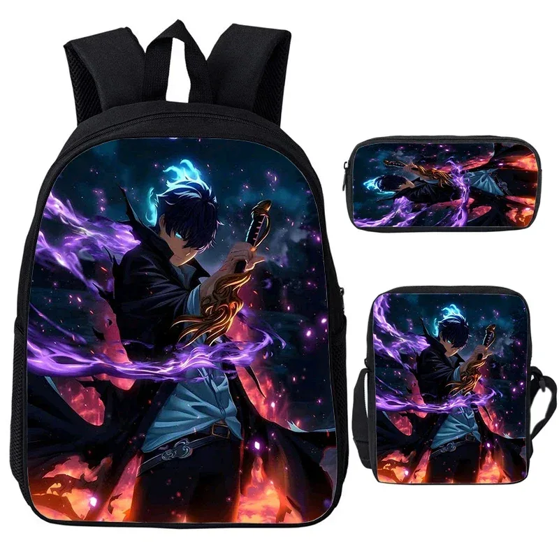 solo nivellement igris enfant sacs à dos sac à bandoulière trousse à crayons 3 pièces ensemble grande capacité sacs d'école pour garçons filles voyage sacs à dos