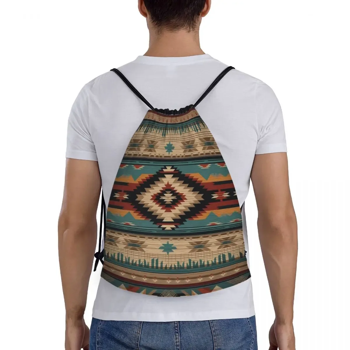 sac à dos navajo native american tribal pattern proximity wstring pour hommes et femmes, sac de sport pliable, sac de sport, sac d'entraînement