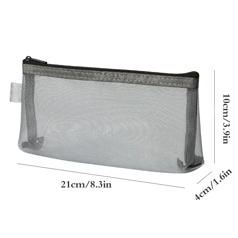 sac transparent de rangement de cosmétiques rond en maille, pochette de rangement de pinceaux de maquillage de grande capacité, étui à cosmétiques de voyage pour outils de pinceaux