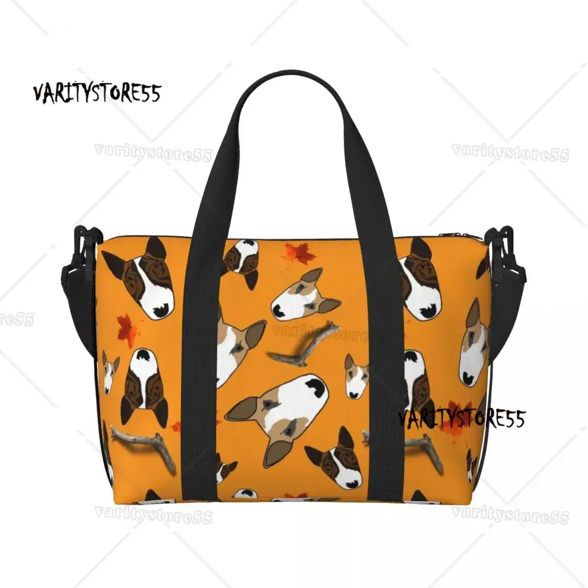 sac fourre-tout personnalisé à motif répété de chien bull terrier pour femmes, sac de voyage à bandoulière de grande capacité pour animaux de plage et de gymnastique