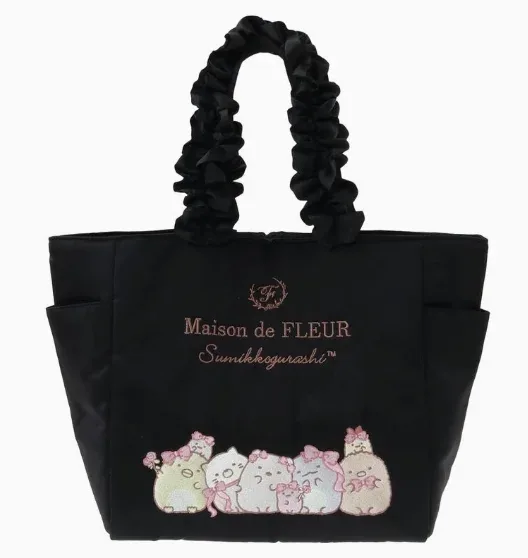 sac à main double chat brodé pour femme, sac fourre-tout rose doux, satin, double nœud, initié, mignon, japonais, printemps, nouveau, 2025