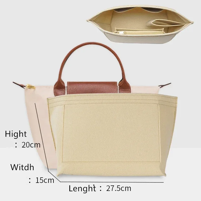 organisateur de sac pour longchamp, petit fourre-tout de finition, sac à main d'insertion, doublure intérieure en feutre de grande capacité, accessoires de mise à niveau diy