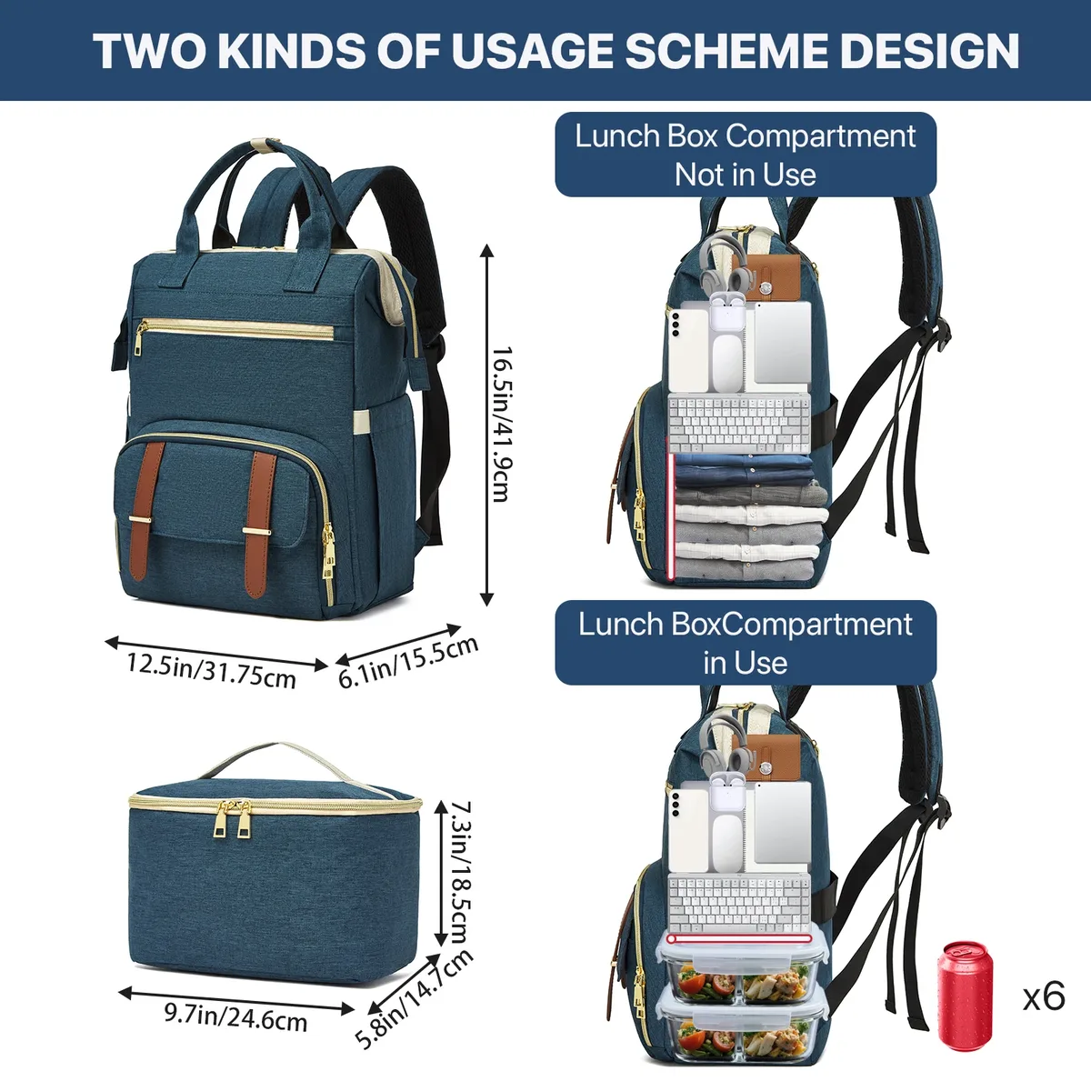 sac à dos pour ordinateur portable de 15,6 pouces avec port usb, élégant, pour infirmières, enseignants et travail, avec compartiment isotherme pour femmes