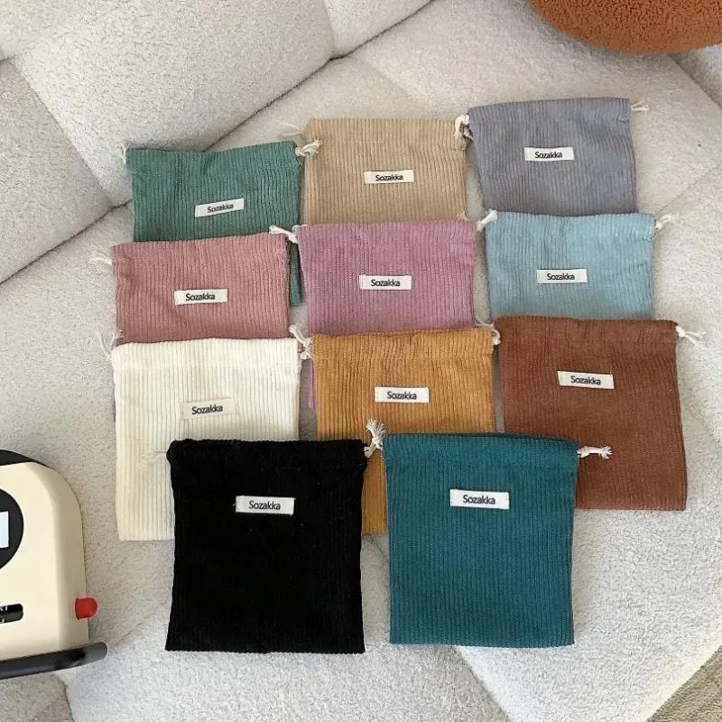 sac à cosmétiques à cordon de couleur unie, 1 pièce, pochette de voyage pour cosmétiques, rouge à lèvres, bonbons, sac d'emballage cadeau de noël, sac de rangement