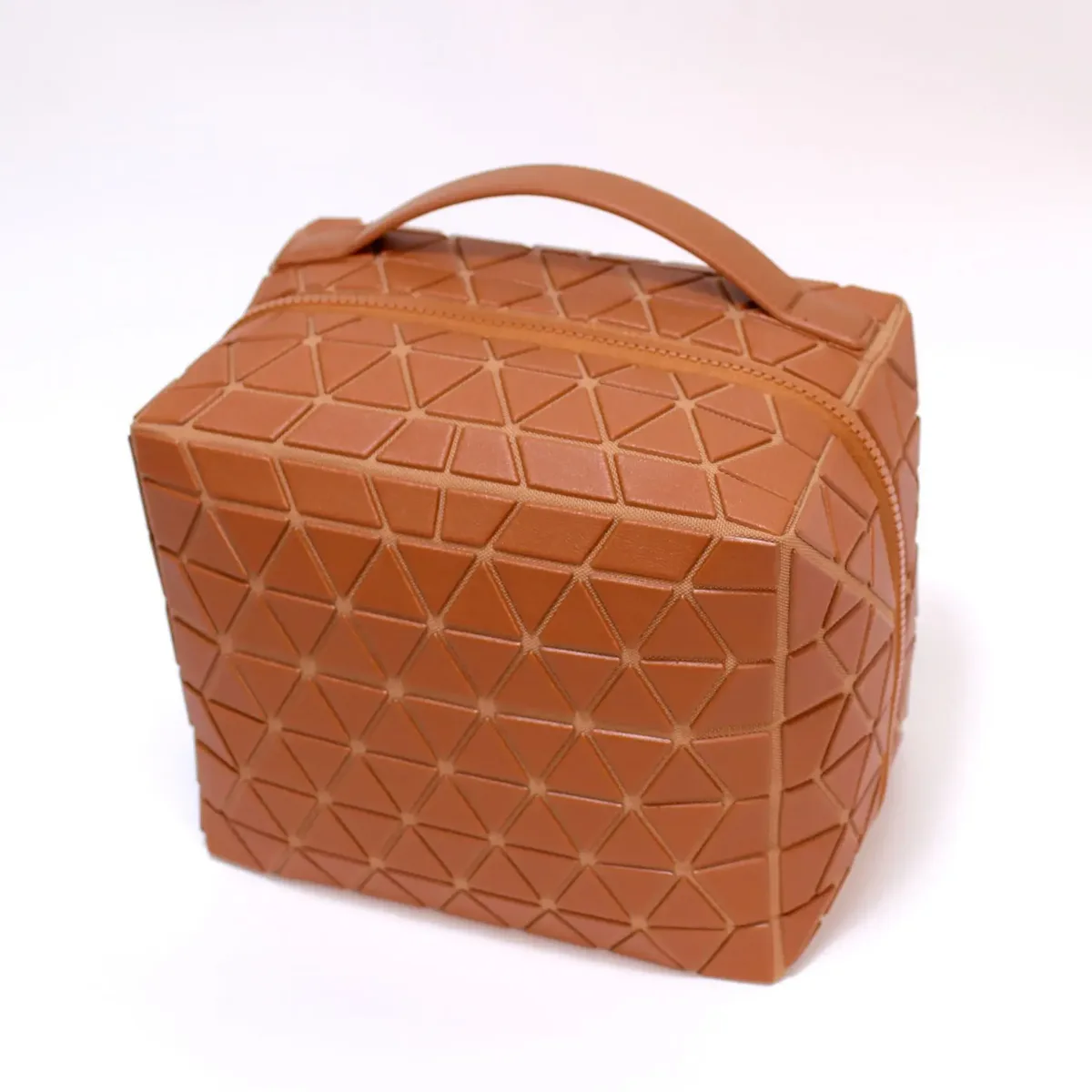 sac de voyage à maquillage en cuir pu rayé pour femme 2026, organiseur de cosmétiques chic à coque rigide portable grande capacité et double fermeture éclair
