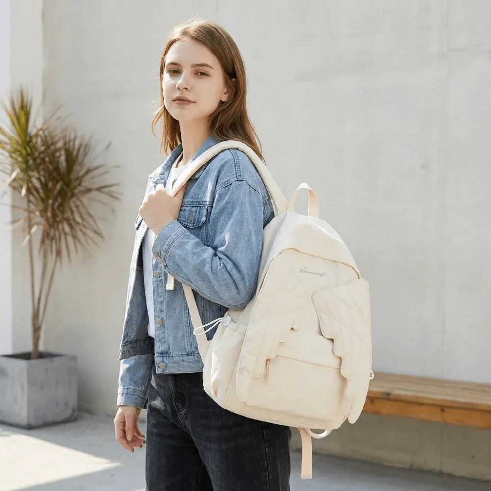sac à dos en nylon uni style jk y2k, grande capacité, léger, pour étudiants, idéal comme cadeau