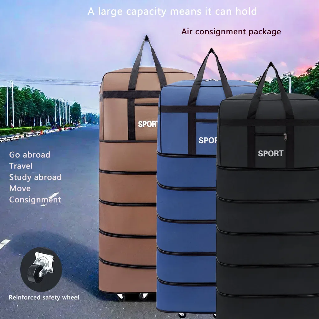 sac de voyage pliable polyvalent à 5 couches avec roulettes, grande capacité, imperméable et durable, idéal pour les voyages, les escapades de week-end et les séjours d'une nuit