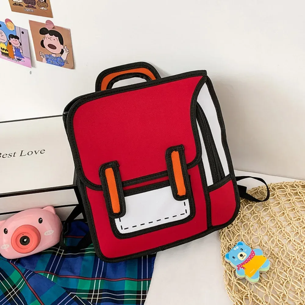 sac à dos d'étudiant tendance avec imprimé de bande dessinée 2d, grande capacité, sangle réglable, sac à dos léger pour garçons et filles