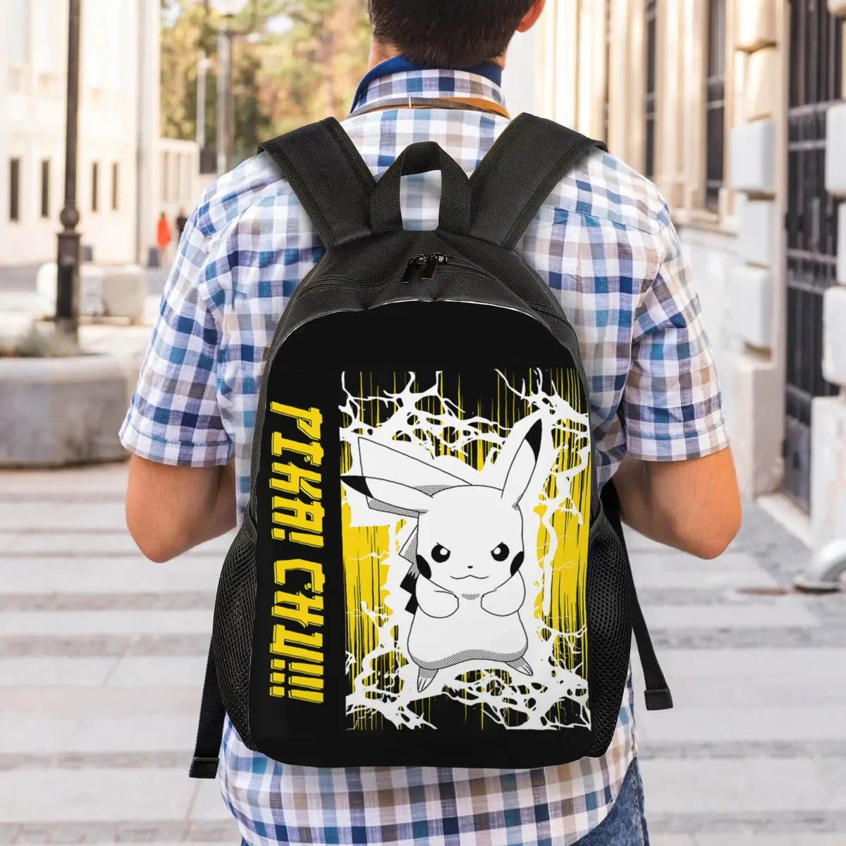 sacs à dos pokemon pikachu anime lightning scence daypack mochila school retro sac à dos lavable
