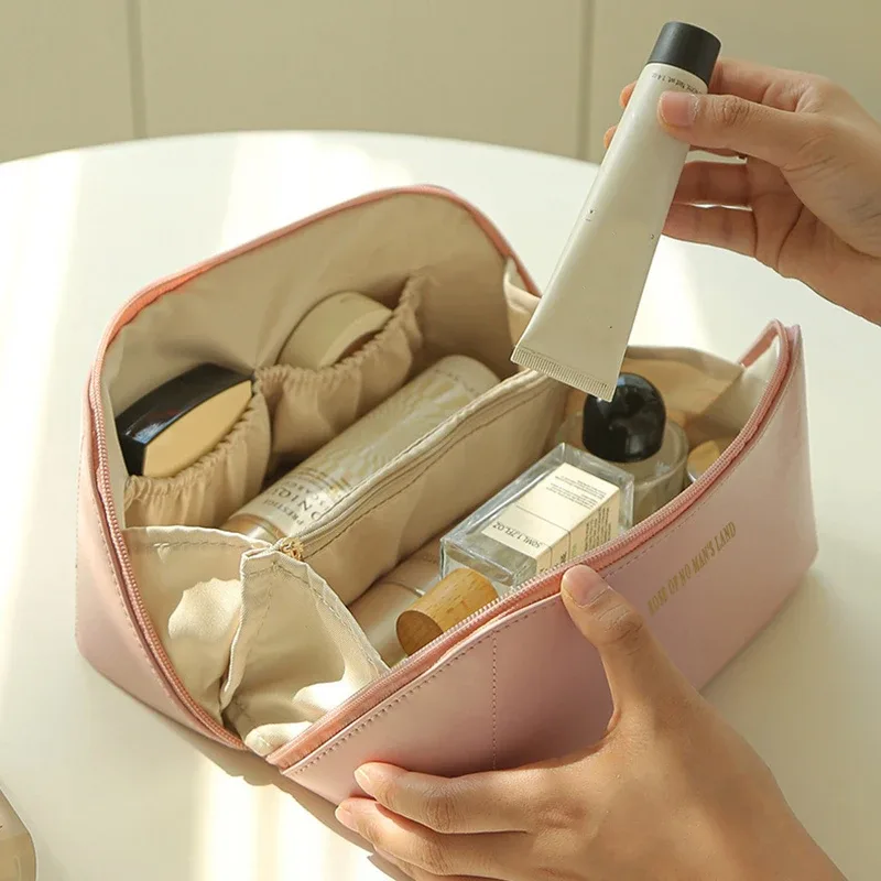 sacs à cosmétiques pour femmes, pochette de maquillage élégante en cuir pu, organisateur de produits de toilette de voyage, sac à main de rangement, fourre-tout de maquillage coréen
