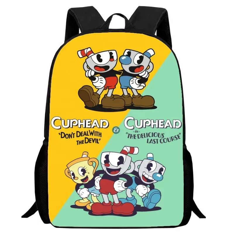 Cuphead étudiant sac à dos dessin animé tasse à thé tête sac à dos léger 123 qualité garçons et filles