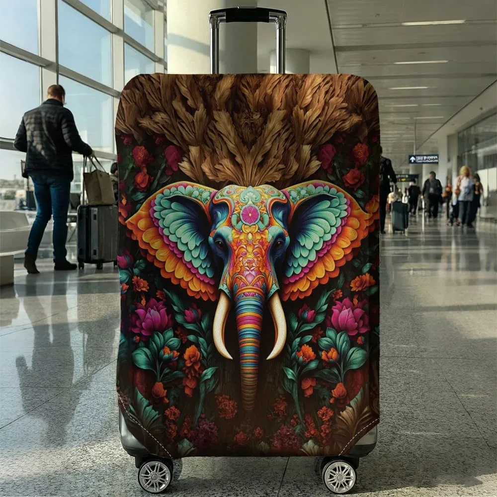 housse de bagage colorée à imprimé éléphant, adaptée aux bagages de 18 à 32 pouces, manchon pour poignée de bagage, accessoires de voyage