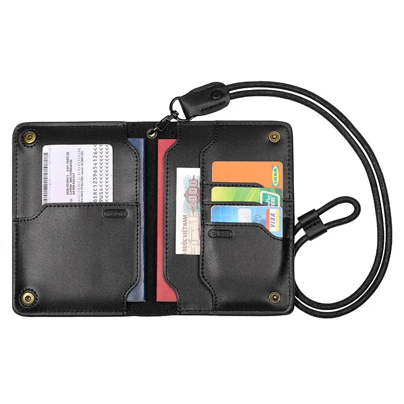 porte-passeport de voyage en cuir véritable, étui de protection pour passeports, portefeuille pour cartes, sac à main de grande capacité