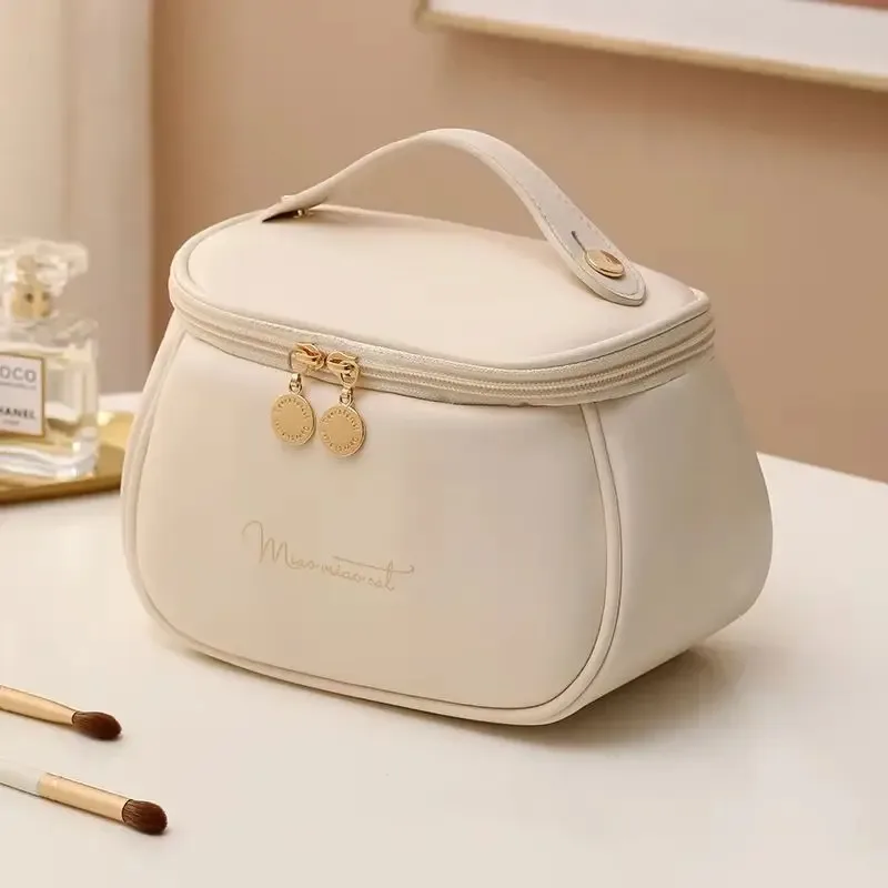 sac de maquillage imperméable de haute qualité, grande capacité, portable, pour femmes, sac de toilette en cuir pu, sac de rangement pour cosmétiques de voyage