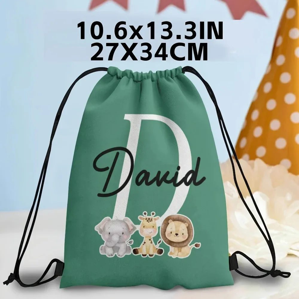 1 sac à dos à cordon personnalisé sur le thème des animaux mignons, 12 options de couleurs au choix, personnalisation du nom.