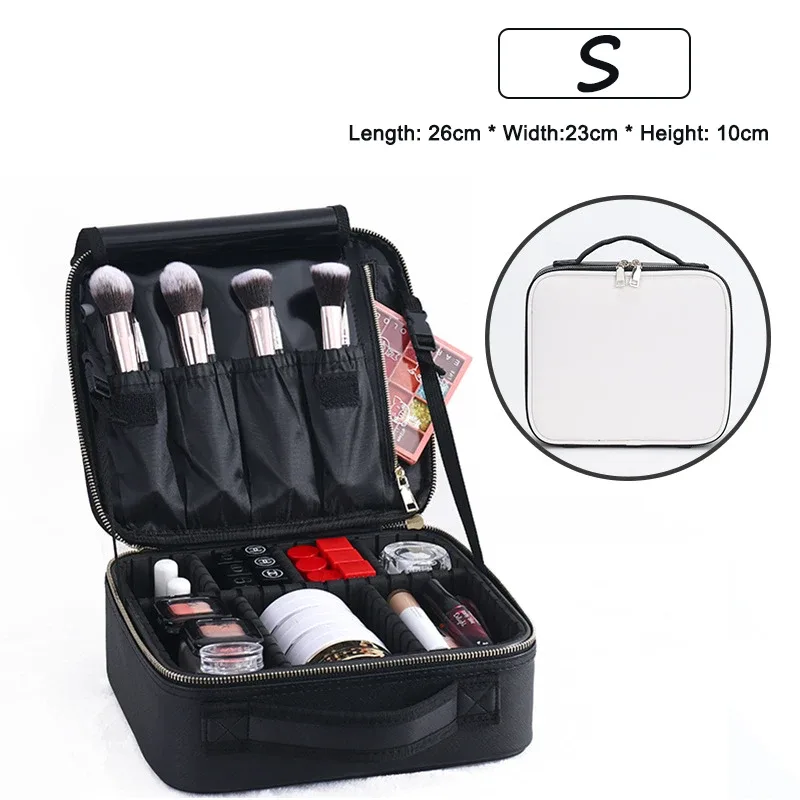 trousse à cosmétiques professionnelle pour femme, sacs à cosmétiques en cuir, oxford imperméable, grande capacité, étui de maquillage de voyage pour maquilleuse