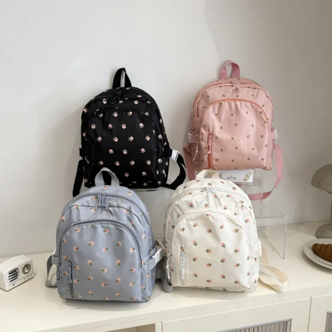 petit sac à dos imprimé de fleurs fraîches pour femmes et filles, style coréen, sac à dos pour écolières, sac à dos décontracté mignon et petit