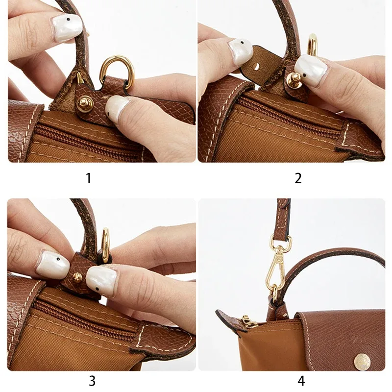 sangle d'épaule en cuir véritable adaptée au sac longchamp mini le pliage, accessoires de sangle de sac bandoulière sans perforation