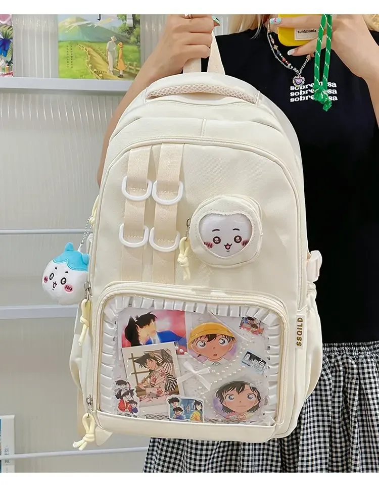nouveau sac à dos transparent avec badge de bricolage, sac ulzzang ita y2k, cartable de grande capacité pour femmes, sac à dos à la mode et beau