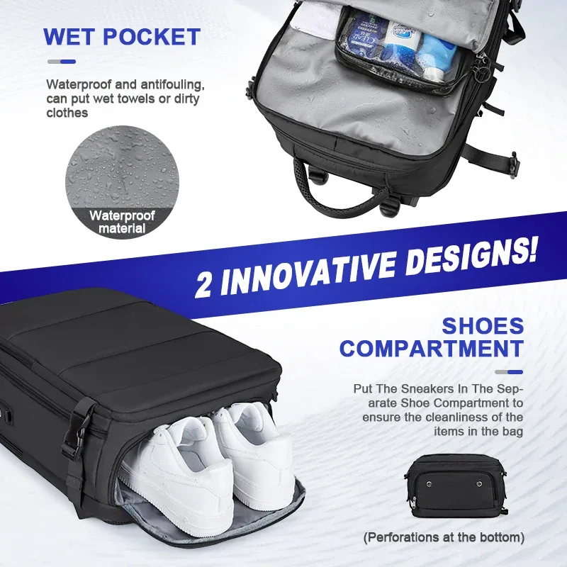 grand sac à dos de voyage pour hommes, sac à dos étanche pour ordinateur portable approuvé par le vol de la compagnie aérienne, sac à dos de transport antivol, sac à dos de randonnée