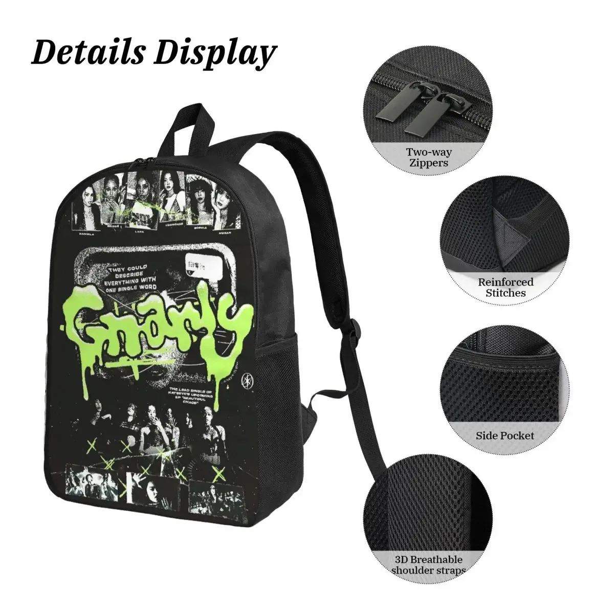 sac à dos katseye gnarly de style coréen pour garçons et filles, sac d'école, sac à bandoulière pour ordinateur portable, 3 pièces, sac à lunch isotherme, trousse à crayons