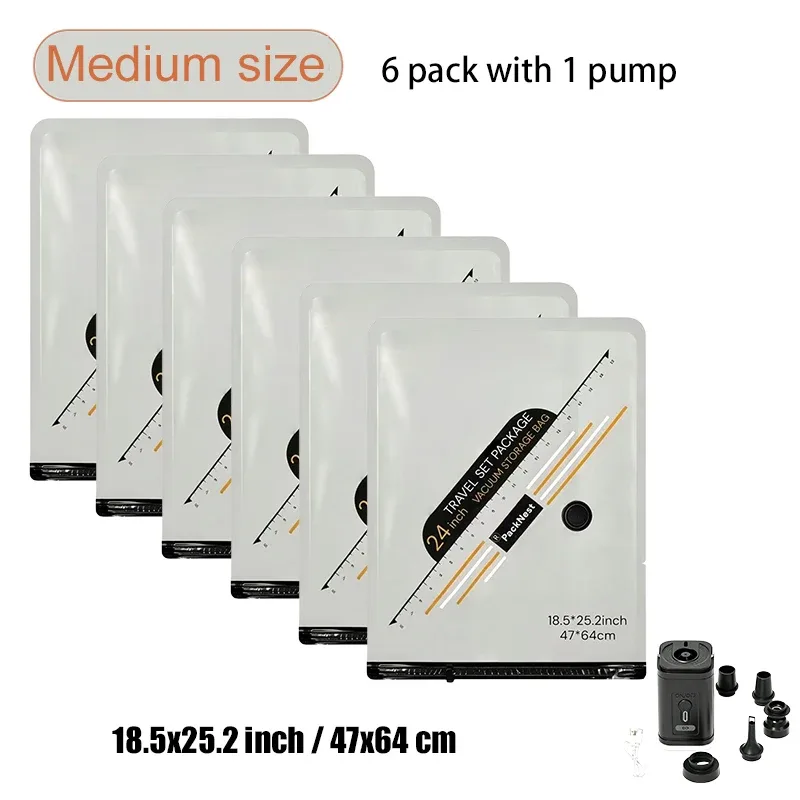 sacs vide compression valise voyage pompe electrique kit, 3 tailles bagages vetements armoire placard organisateur rangement grande capacite anti moisi portatif compact accessoires maison protection reutilisable