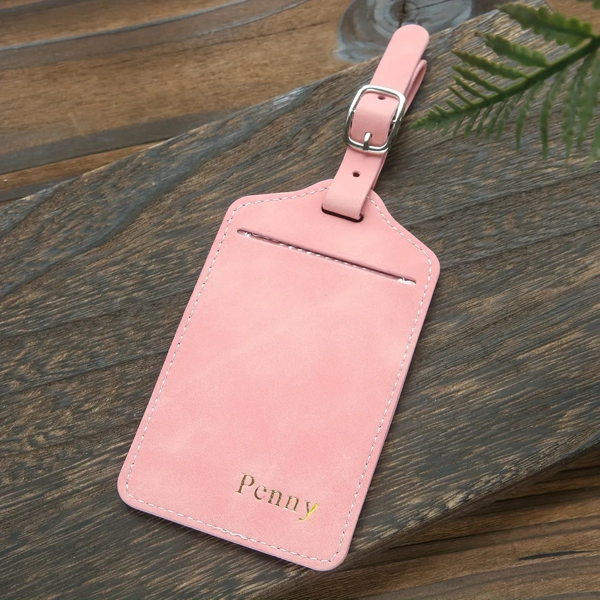 étiquette de bagage personnalisée avec monogramme doré estampé à chaud, carte de nom et de confidentialité, étiquette de valise végane, accessoire chic pour le voyage et les mariages