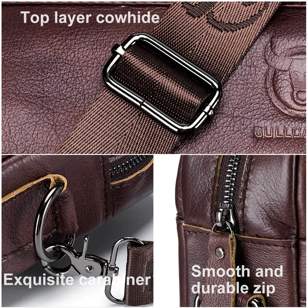 bullcaptain sac pour hommes en cuir véritable porte-documents pour ordinateur portable 14 messager sac en cuir pour hommes portefeuille d'affaires pour document a4