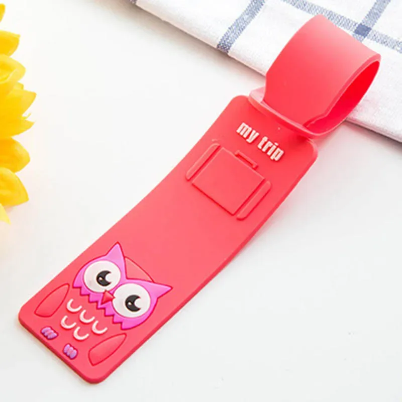 accessoires de voyage à la mode, bande d'animaux mignons, étiquette de bagage en silicone, porte-carte d'identité, étiquette d'embarquement pour bagages, étiquette portable
