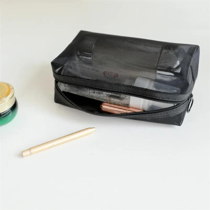 sac à cosmétiques noir pour femmes et hommes, 1 pièce, organisateur de voyage transparent, petits et grands sacs de toilette noirs, pochette de maquillage