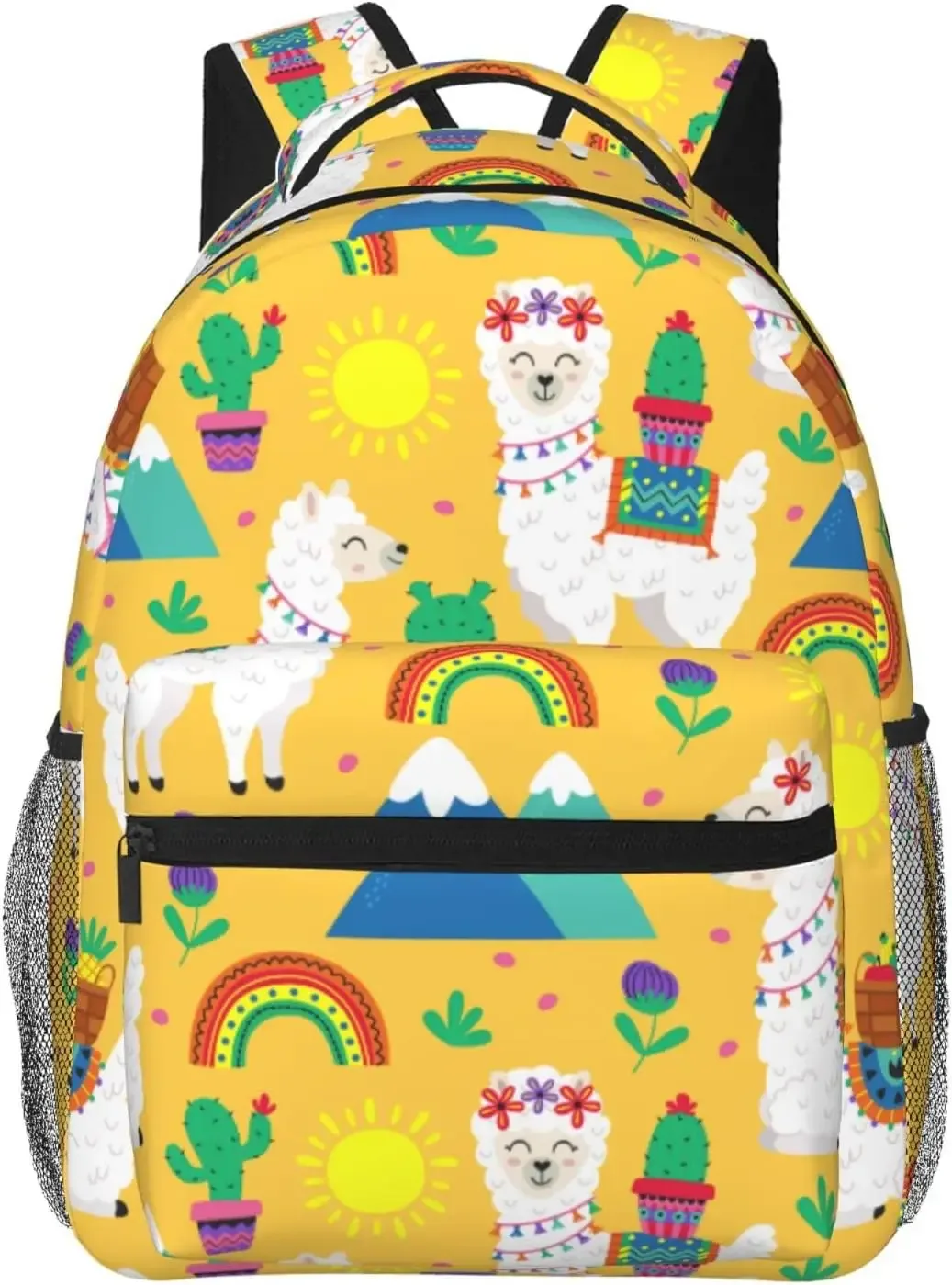 boehiop-sac à dos léger pour ordinateur portable pour femmes et hommes, sac à livres universitaire, sac à dos décontracté, sac de voyage mignon, alpaga, lama et fruits