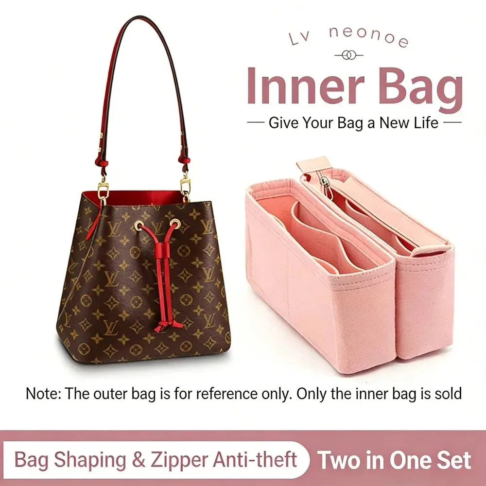 organisateur de sac en feutre pour sac seau neonoe, pochette intérieure avec fermeture éclair, sacs de rangement antivol pour cosmétiques et maquillage
